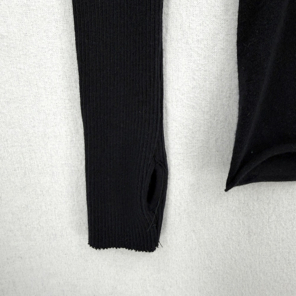 ENZA COSTA Cashmere Cuffed V Neck Top Womens Small Black Long Sleeve Luxury - Picture 11 of 15